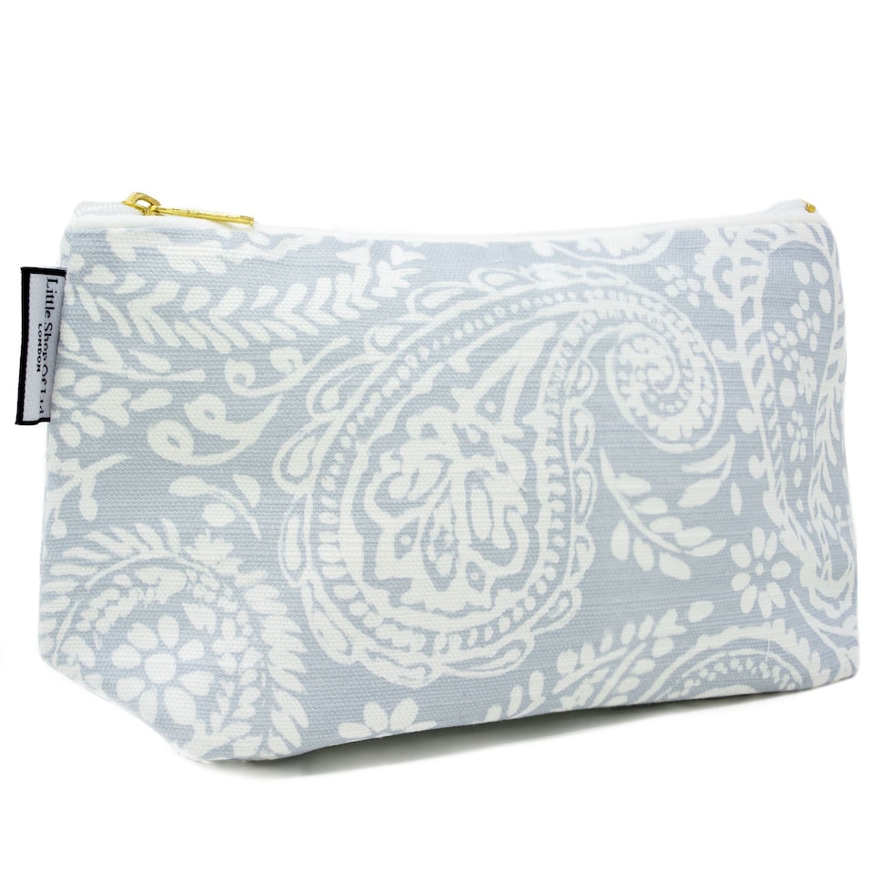 image 1 of Little Shop Of Grey Paisley Cotton Toiletry Bag