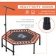 image 2 of HOMCOM 48" Mini Trampoline Hexagon Bungee Rebounder w/ Adjustable Handle