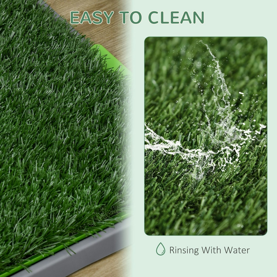 image 1 of PawHut Dog Toilet with 2 Packs Artificial Grass Pads, 67 x 41cm, Green