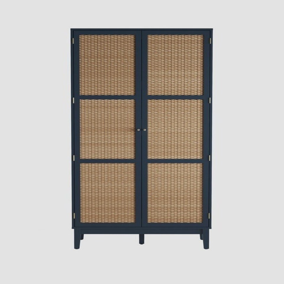 image 1 of Bordeaux 2 Door Wardrobe - Engineered Wood/Plastic - L55.52 x W85 x H180.5 cm - Berlin Blue/Oak Blue