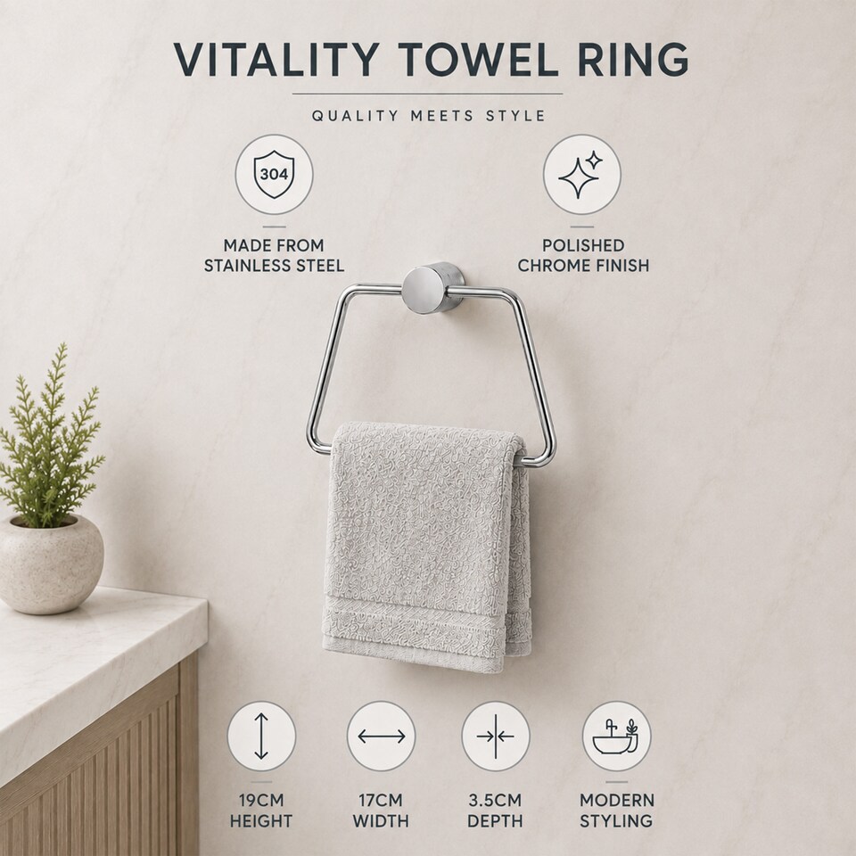 image 1 of Showerdrape Vitality Chrome Stainless Steel Wall Mounted 3 Piece Bathroom Accessory Set | Silver | 1