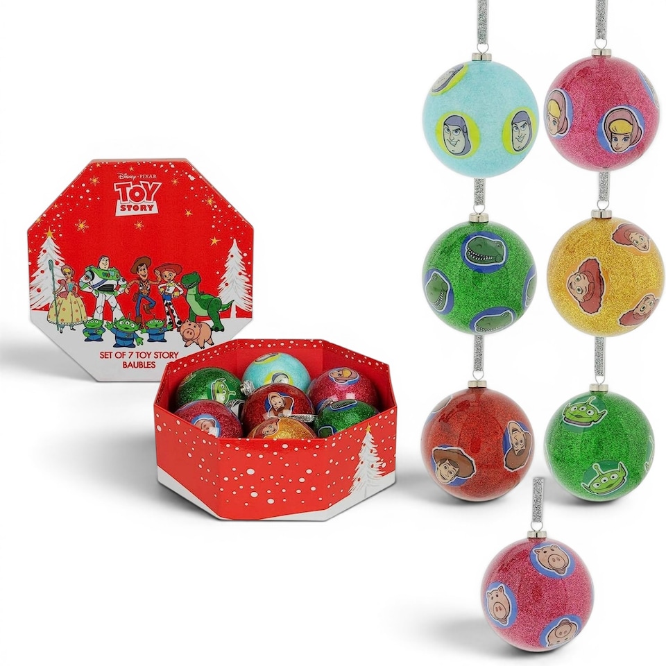 Widdop Gifts Disney Toy Story 7-Piece Shatterproof Baubles Set 7 cm