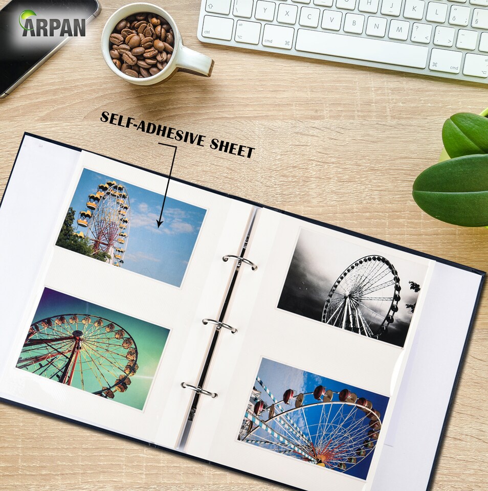 image 1 of Large Self Adhesive Ring Binder Photo Album – 40 Sheets / 80 Sides – Traditional Sticky Page Memory Scrapbook Album