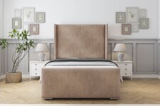 Sloomy Devonshire Mink Naples Bed Frame With Mattress With 50" Upholstered Wingback Headboard 4' Small Double