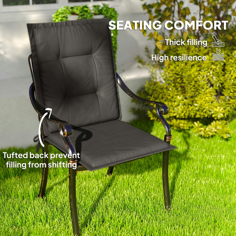 image 1 of Outsunny Set of 4 Garden Chair Cushions, Outdoor Seat Pads, White