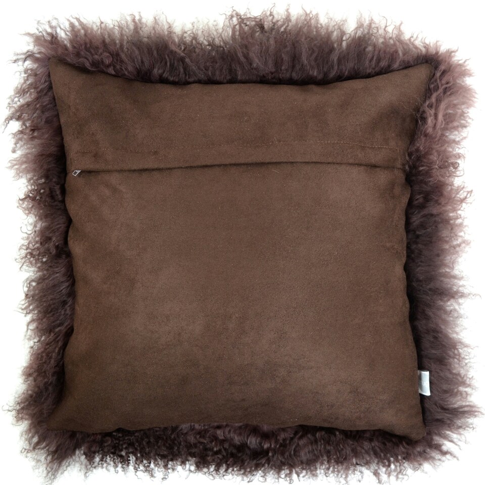 image 1 of SNUGRUGS Mongolian Sheepskin Cushion - Large Square - 60cm x 60cm | Brown | 60 x 60cm