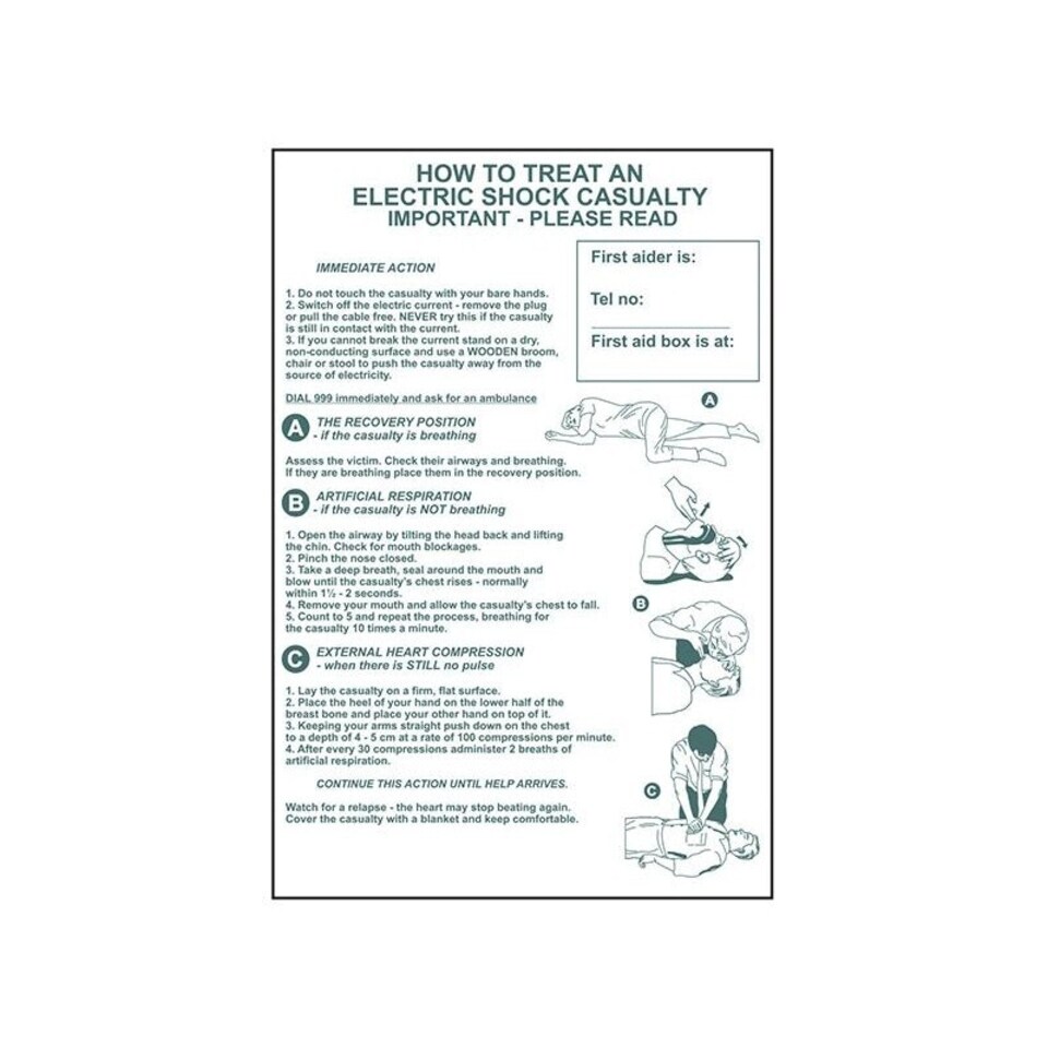 Scan How To Treat An Electric Shock Casualty - Pvc Sign 400 X 600mm - Multi Colour - 400 x 600mm