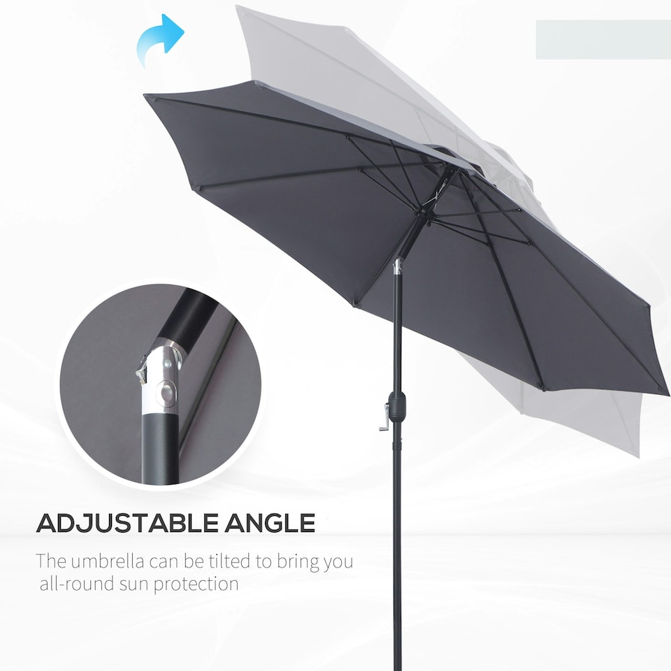 image 1 of Outsunny 2.7M Patio Umbrella Sunshade Canopy with Tilt and Crank Grey