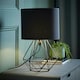 image 1 of ValueLights Modern Black Metal Basket Cage Bed Side Table Lamp With Black Fabric Shade