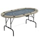 image 1 of SPORTNOW 8 Player Folding Poker Table, Oval Portable Blackjack Casino Table with Cup Holders, Cushioning Edge, Brown and Blue