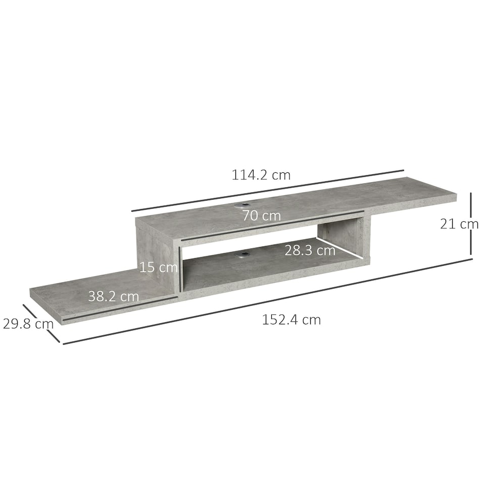 image 1 of HOMCOM Wall Mounted Media Console, Floating TV Stand Component Shelf, Grey