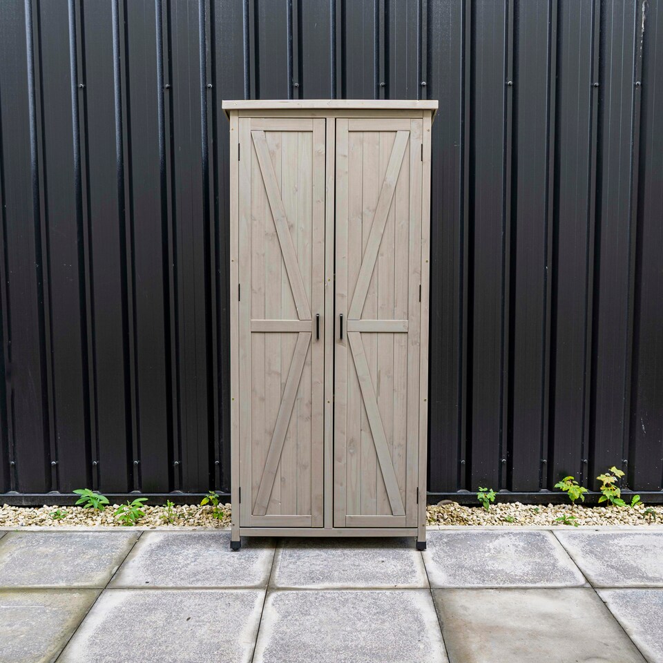 image 1 of Tall Garden Wooden Storage Shed Grey