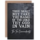image 1 of Ten Commandments Not Take Name Lord Vain Bible Verse Christian Card
