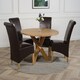 image 1 of Oregon Round Oak Dining Table with Montana Leather Chairs Brown