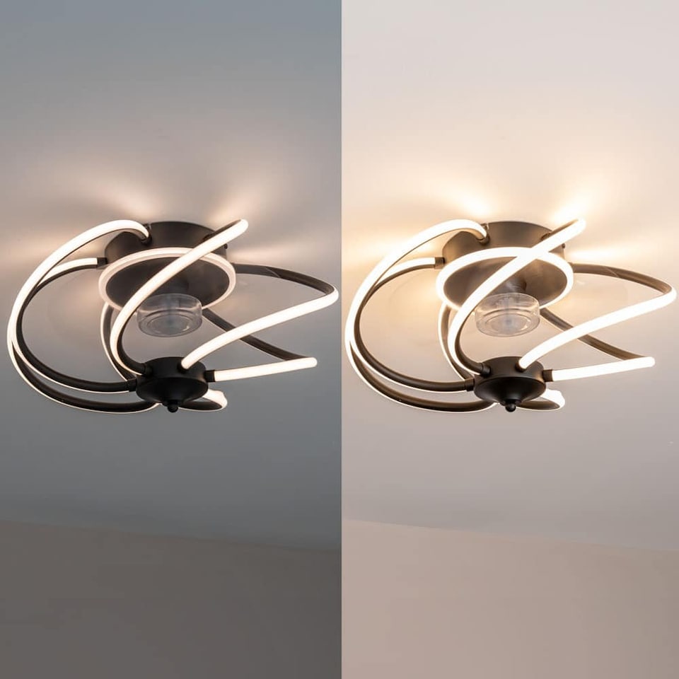 image 1 of ValueLights Infinity Black Swirl Integrated LED Ceiling Fan & Remote