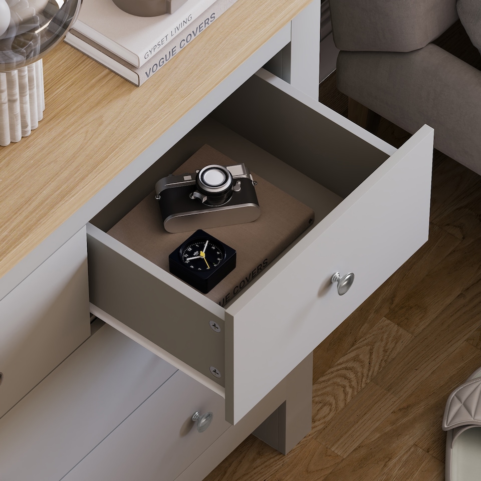 image 1 of Vida Designs Arlington 4 Drawer Chest of Drawers Shaker Bedroom Storage, Grey & Oak