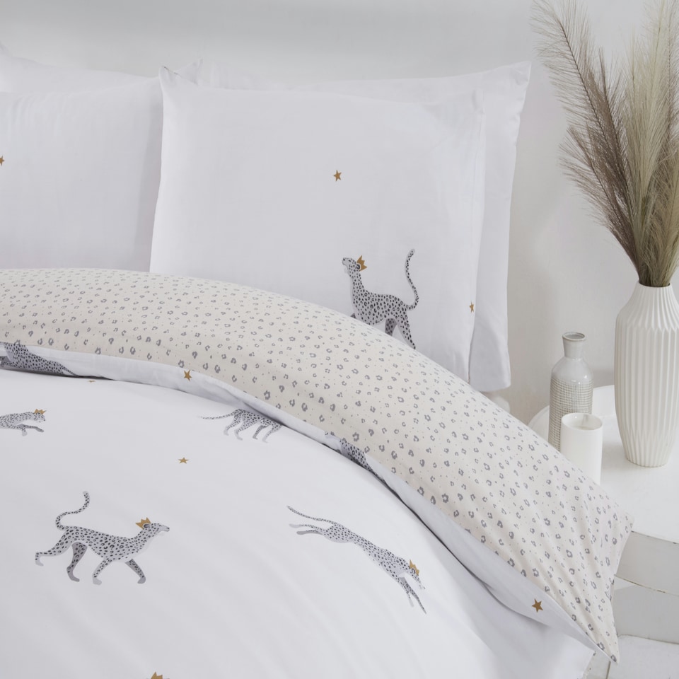image 1 of PH Leopard Polycotton Duvet Cover Set with Pillowcase Multi | Super King