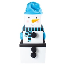 Snowman Blue Christmas Plush Large Stackable Gift Boxes - Pack of 3