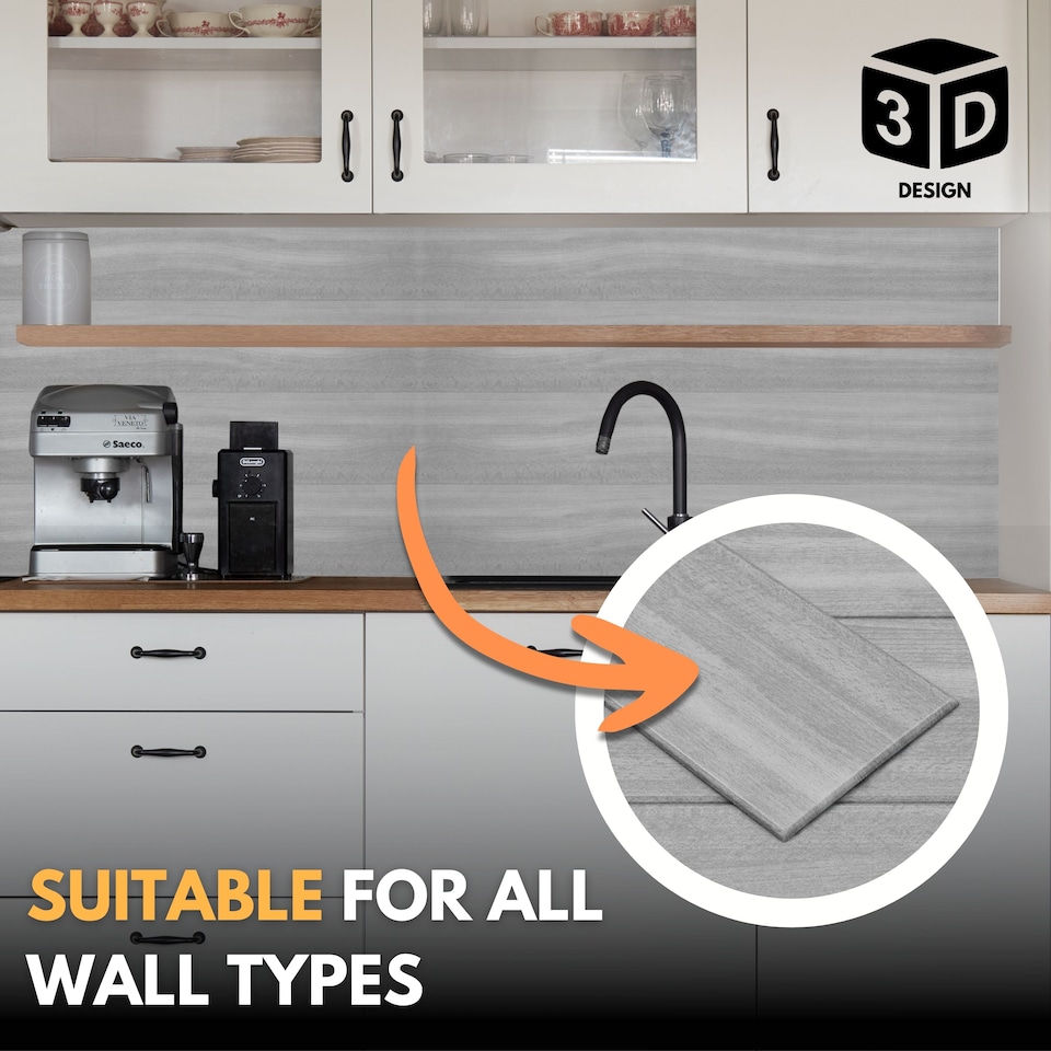 image 1 of NOVECRAFTO Wood Effect Wall Panels – Oak and Grey Board Look – 12 Polystyrene Tiles – 100×16.7cm – Covers 2m² – Lightweight, Easy to Cut & Install Cladding | Brown