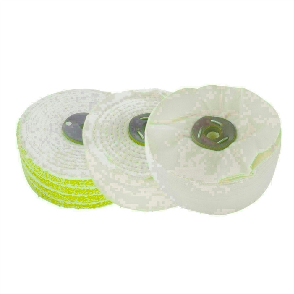 image 1 of Coarse Medium Final G Polishing Buffing Mops Sisal Floppy 6" x 2" 4 Section 3pc