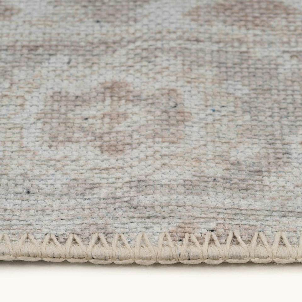 image 1 of KUKOON Neutral Beige Medallion Non Slip Washable Low Pile Rug 240cm x 330cm Cream