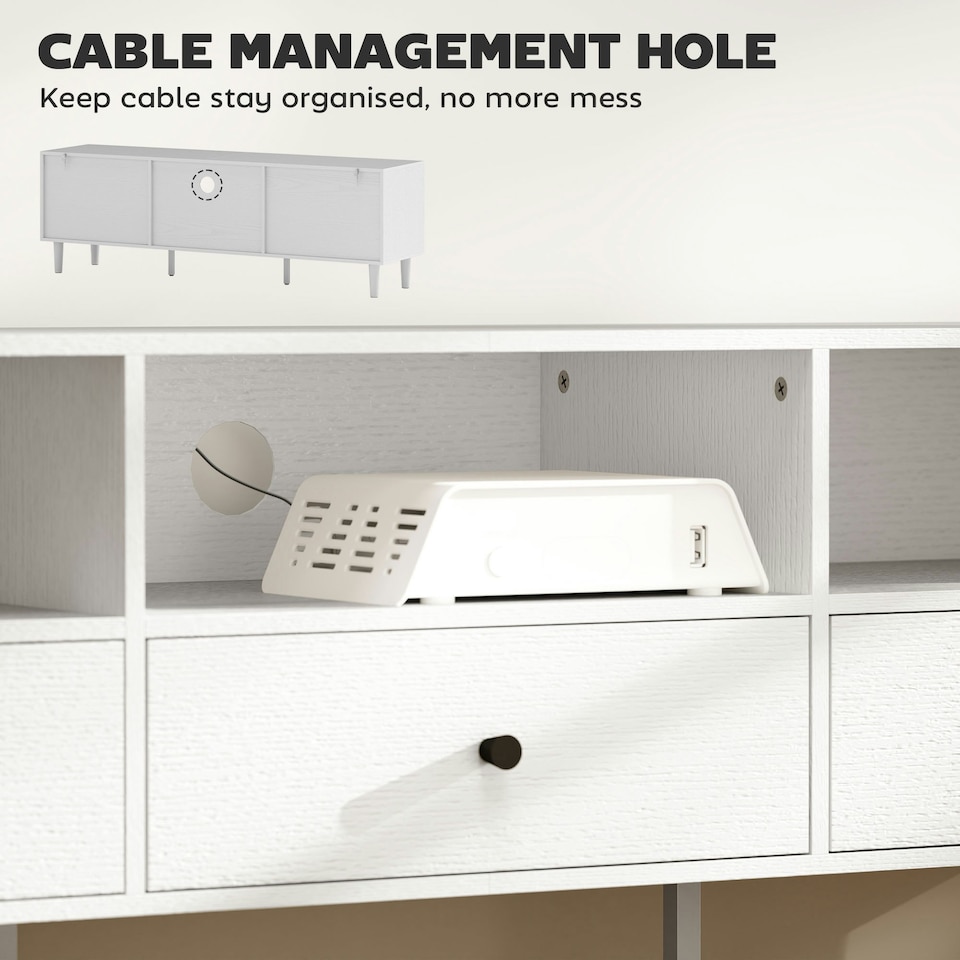 image 1 of HOMCOM TV Unit, TV Cabinet for up to 75", with Drawers, Shelves, White White