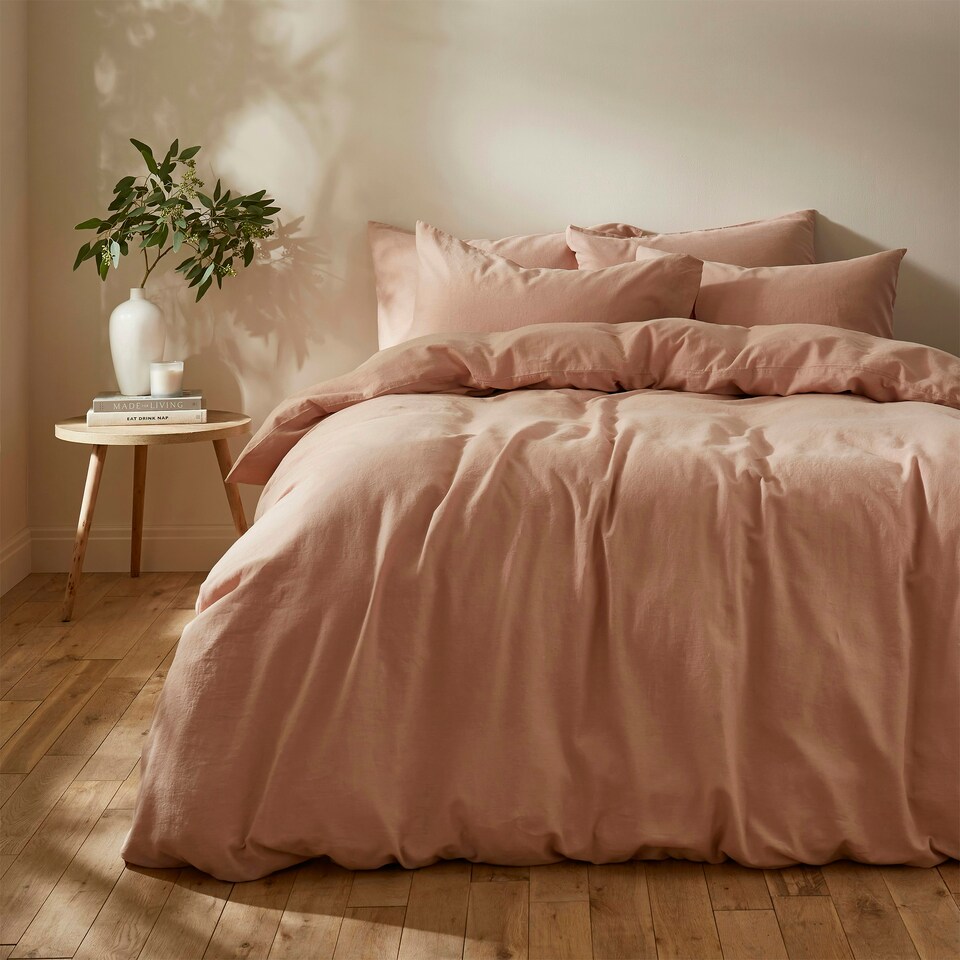 image 1 of Touch Of Linen - Seashell Pink - Duvet Cover Set (Includes 2 Pillowcases - 1 For Single) Pink | Seashell Pink | Double