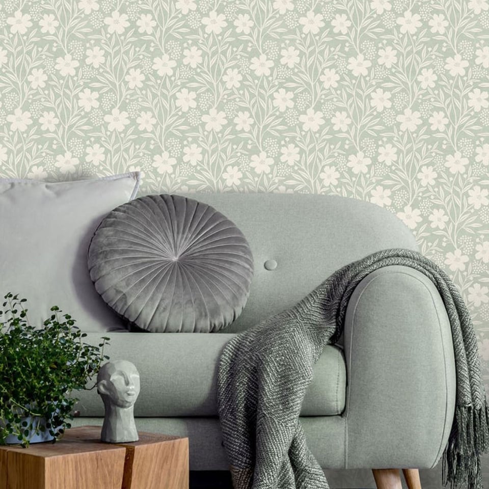 image 1 of Arthouse Berry Floral Wallpaper | Green | Sage Green | 1