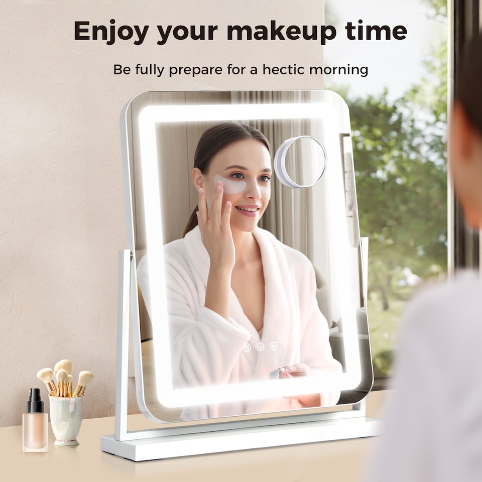 image 1 of Emitto Hollywood Mirror Vanity Makeup Mirror with Light 360°Rotation Tabletop