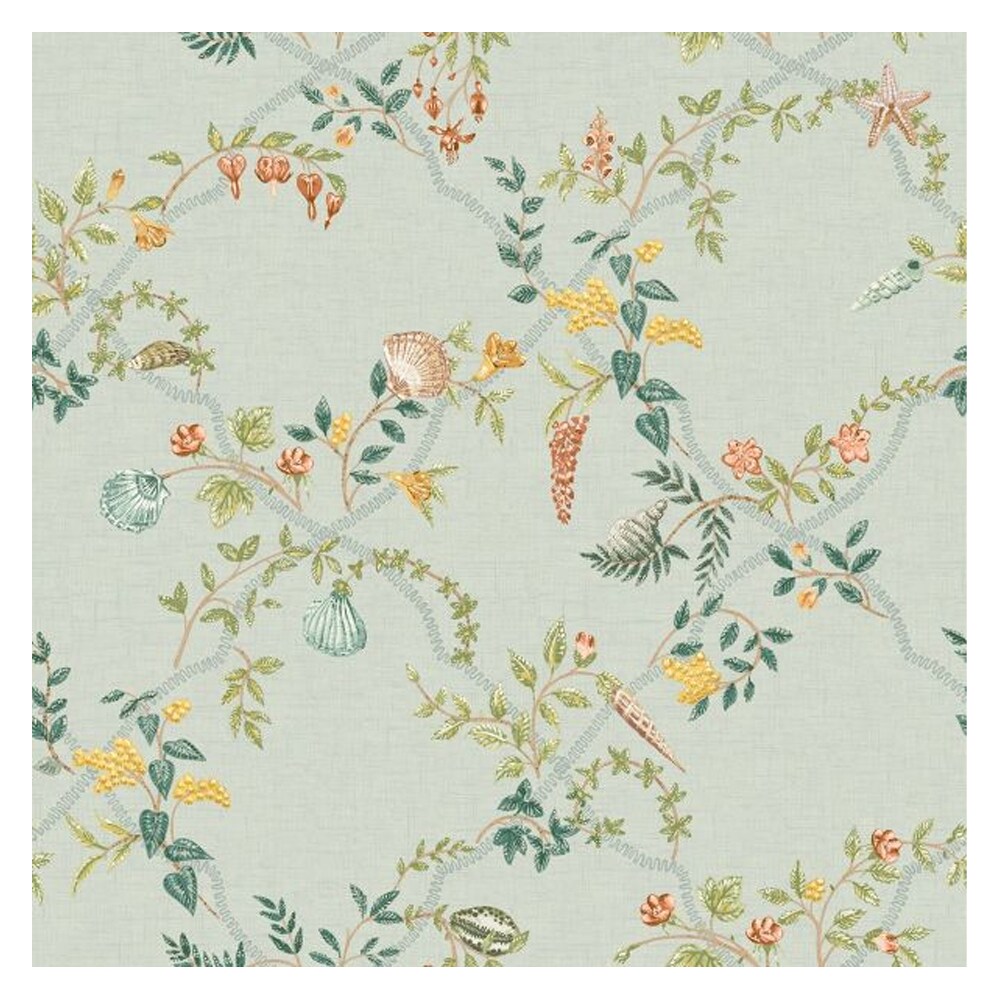 Holden Decor Odyssey Trellis Shell Wallpaper Blue Duck Egg Blue/Multicoloured 1