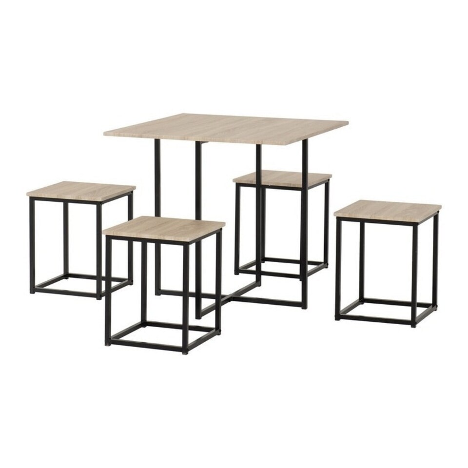 image 1 of Kent 1+4 Stowaway Dining Set - Sonoma Oak Effect/Black Brown