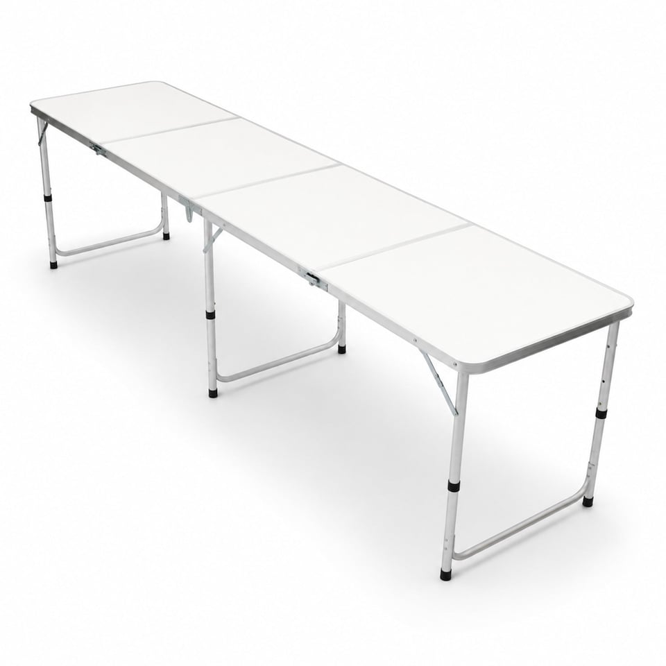 image 1 of 8ft Folding Outdoor Camping Kitchen Extending Work Top Table | White