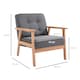image 3 of HOMCOM Accent Chair, Linen Fabric Armchair, Occasional Chair with Rubber Wood Frame for Living Room Reception Bedroom Balcony, Grey and Natural