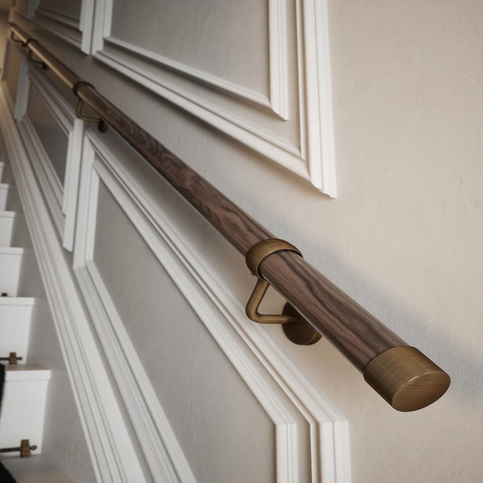 image 1 of Rothley Wooden Stair Handrail Kit Ebony Wood 3.6m