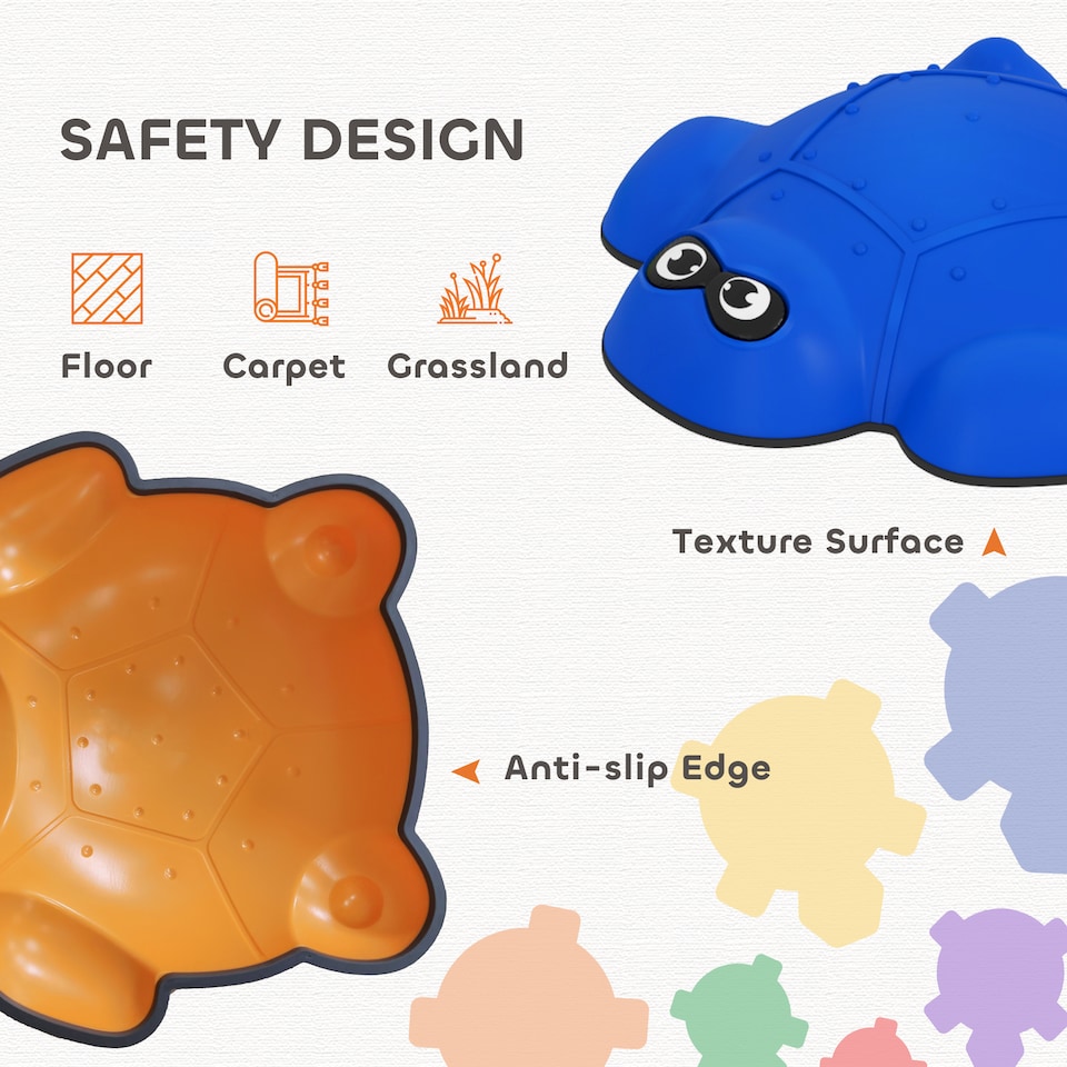 image 1 of AIYAPLAY 9PCs Kids Stepping Stones, Turtle-Shaped Stackable Balance Stones