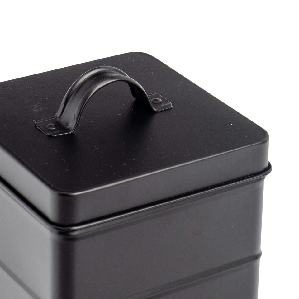 image 1 of Harbour Housewares Black Vintage Metal Kitchen Biscuit Tin Kitchen Caddy Kitchen Storage Containers Canister