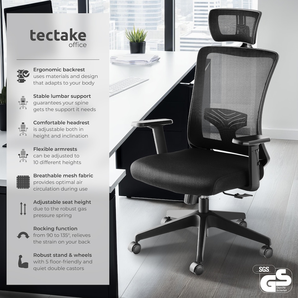 image 1 of Office Chair Phoebe - ergonomic shape, lumbar support, adjustable headrest