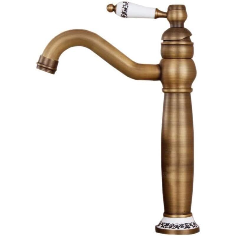 Brass one hole sink faucets bathroom kitchen lavatory tall faucets, antique brass