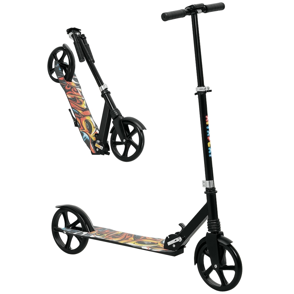 image 1 of AIYAPLAY Kids Scooter, Foldable Kick Scooter w/ Adjustable Handlebar, Black