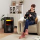 image 2 of HOMCOM Fireplace Electric Heater Stove w/ Thermostat Control Black Freestanding | Black
