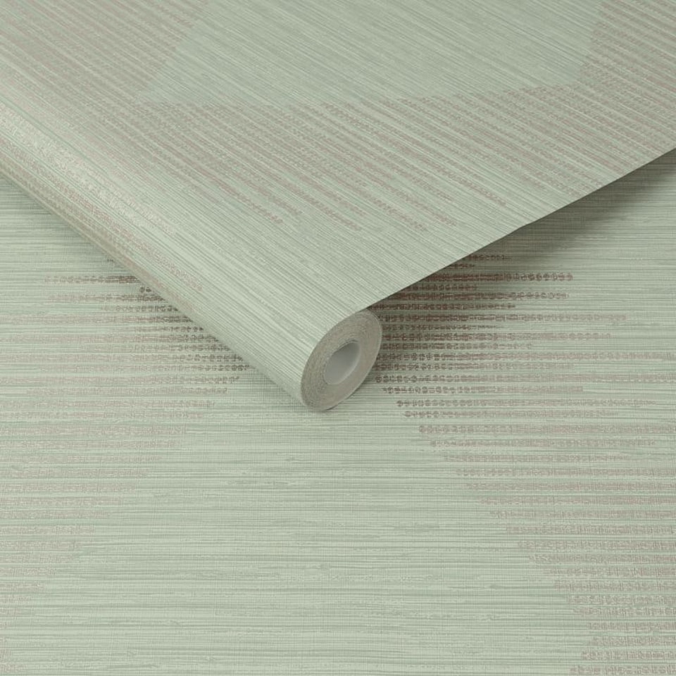 image 1 of Superfresco Easy Serenity Geo Sage Wallpaper | Green | Gold | 10m Length x 52cm Width