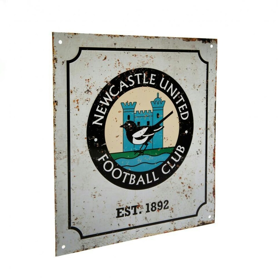 image 1 of Newcastle United FC Official Retro Logo Sign - White - One Size