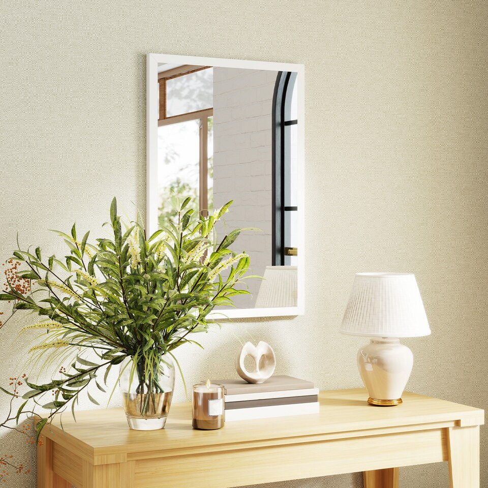 image 1 of HOMCOM 60x40cm Wall Bathroom Mirror for Home Decor, Vanity Mirror, White
