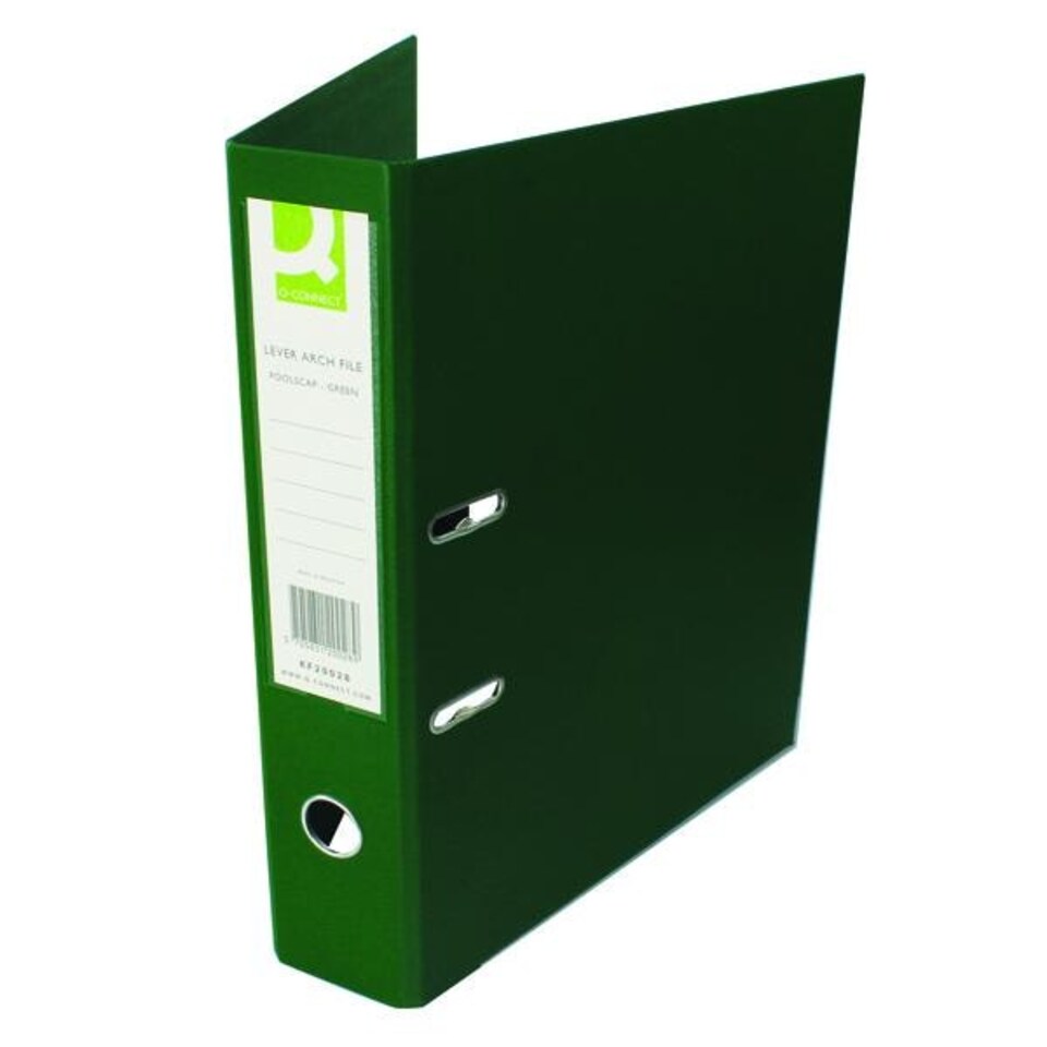 QConnect 70mm Lever Arch File Polypropylene Foolscap Green (Pack of 10