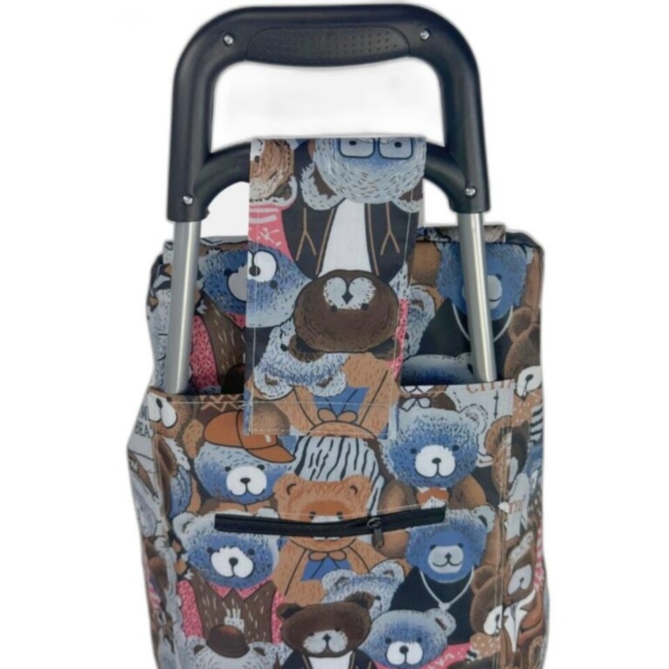 image 1 of Travel Teddybear Shopping Trolley - Dimensions for the Frame and the Bag are Included Brown