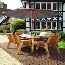 Six Seater Rectangular Table Set with Cushion - W290 x D245 x H98 - Fully Assembled - Grey