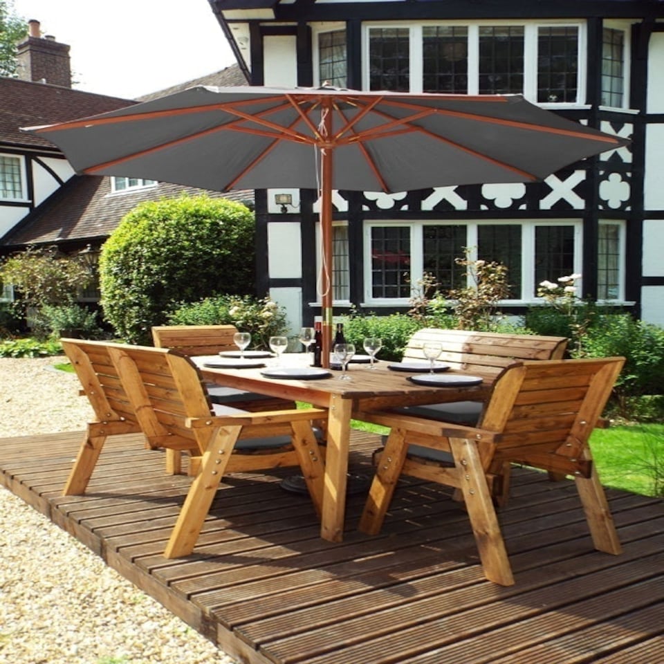 image 1 of Six Seater Rectangular Table Set with Cushion - W290 x D245 x H98 - Fully Assembled - Grey