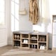 image 3 of 10-Compartment Shoe Storage Bench Cabinet with Cushion Seat, Oak Colour