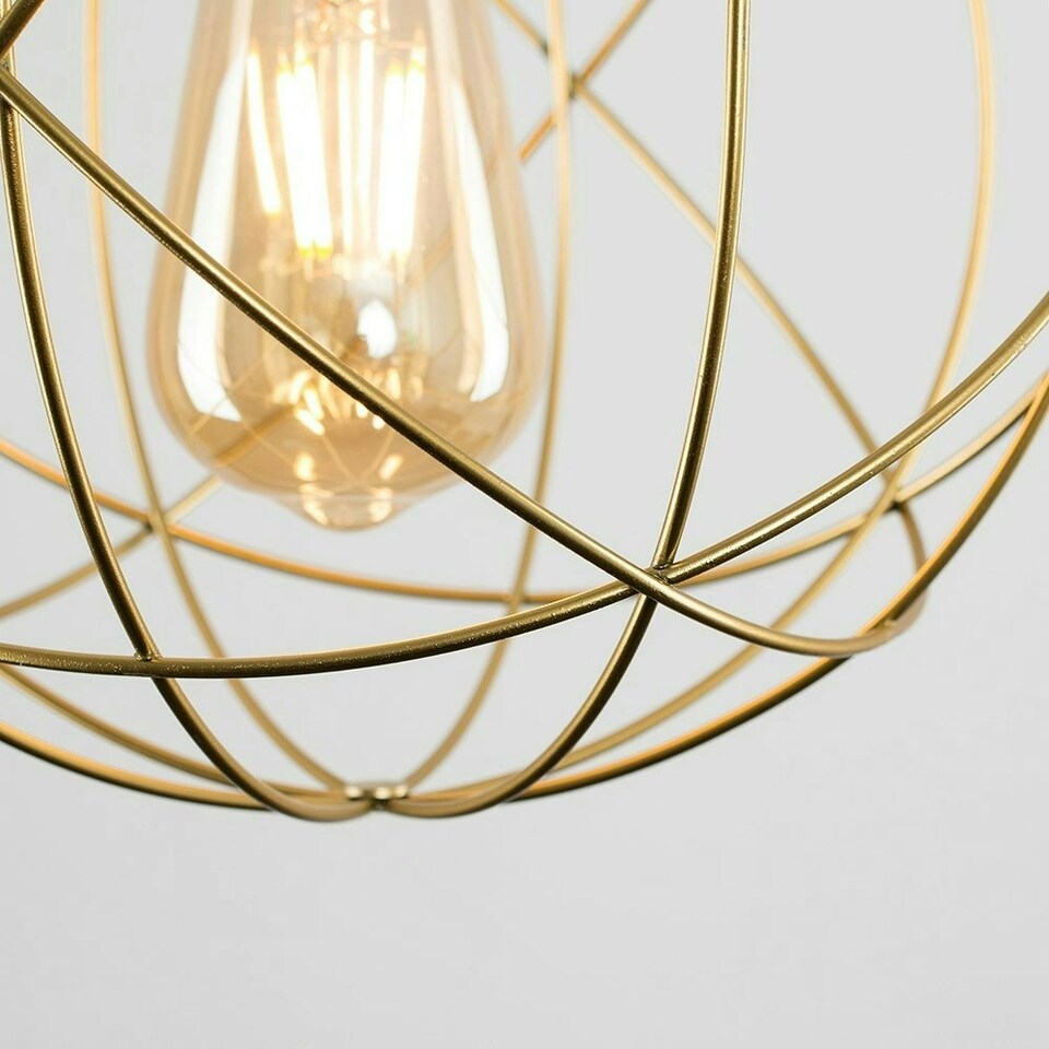 image 1 of ValueLights Retro Style Gold Metal Basket Cage Ceiling Pendant Light Shade