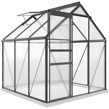 Outsunny Polycarbonate Walk-in Garden Greenhouse w/ Sliding Door Grey | Grey | Grey, Clear | 1